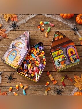 Halloween House Shaped Metal Candy Storage Box